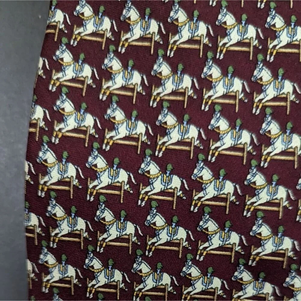 Brooks‎ Brothers Carousel Horse Tie Novelty Jockey Circus Silk Burgundy RN 99458